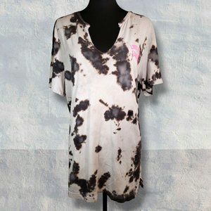 PINK Victoria's Secret Gray & Black Tie Dye "Live in the Sunshine" Campus Tee XL